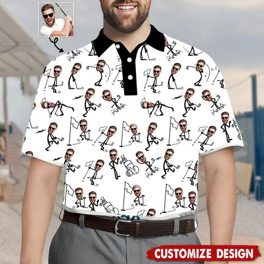 Discover Custom Face Dad Polo Shirt, Daddy Golf Shirt, Men's Polo Shirt, Funny Summer Shirt, Grandpa Face Polo Shirt, Father's Day Gift For Dad