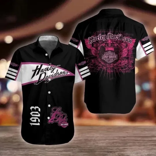 Discover Personalized Harley Racing Davidson Hawaiian Button Down Shirt Unisex Adults