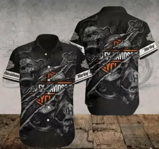 Discover Personalized Harley Motor Racing Davidson Casual Button Down Shirt Unisex Adults