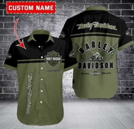 Discover Personalized Harley Motor Racing Davidson Casual Button Down Shirt Unisex Adults