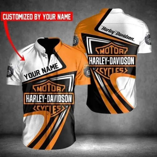 Discover Personalized Harley Motor Racing Davidson Casual Button Down Shirt Unisex Adults