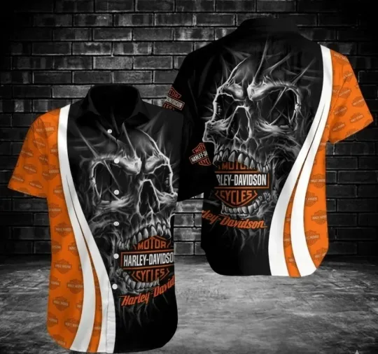 Discover Personalized Harley Motor Racing Davidson Casual Button Down Shirt Unisex Adults