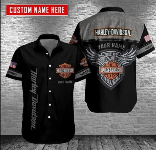 Discover Personalized Harley Motor Racing Davidson Casual Button Down Shirt Unisex Adults
