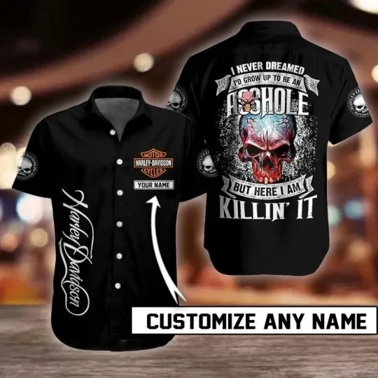 Discover Personalized Harley Motor Racing Davidson Casual Button Down Shirt Adults S-5XL