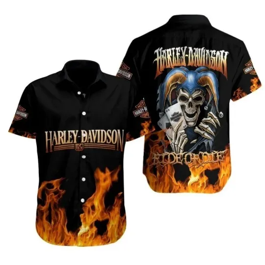 Discover Harley Racing Davidson Hawaiian Button Down Shirt