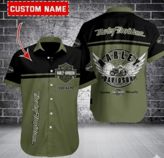 Discover Personalized Harley Motor Racing Davidson Casual Button Down Shirt