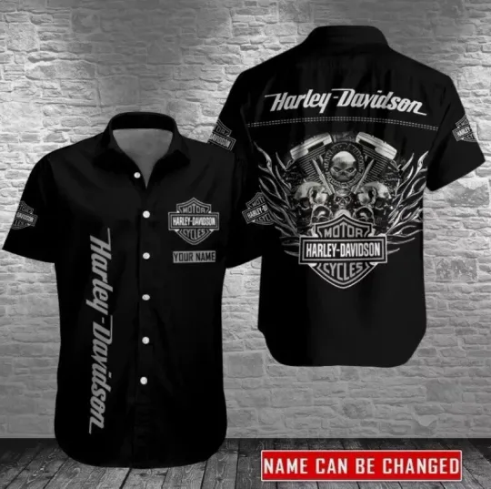 Discover Personalized Harley Motor Racing Davidson Casual Button Down Shirt