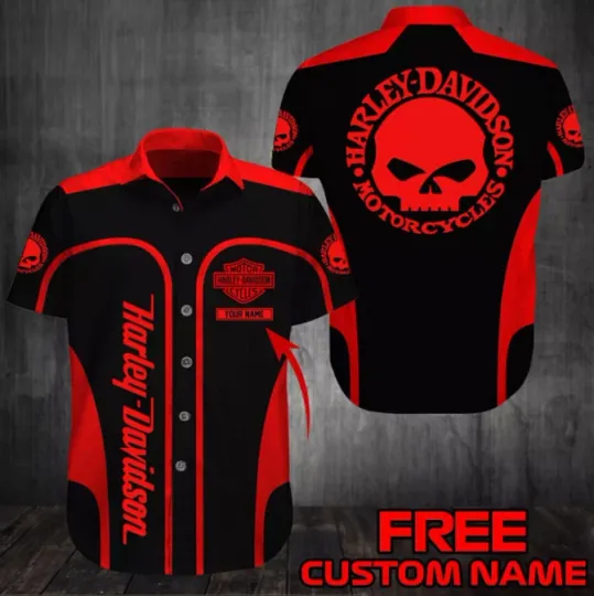Discover Personalized Harley Motor Racing Davidson Casual Button Down Shirt