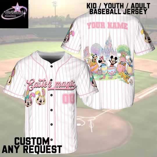 Discover Custom Disney Easter Magic Baseball Jersey, Mickey and Friends Easter Family Trip Jersey, Personalized Name Number Kids Youth Adult Shirt