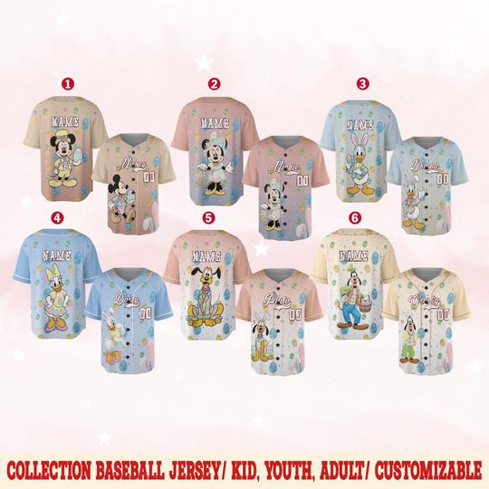 Discover Mickey and Friends Easter Day Baseball Jersey, Disney Easter Tee, Cute Easter Bunny Disney Shirt, Family Matching Disney Outfit OIOE15