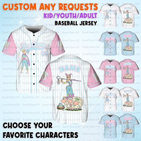 Discover Personalized Bo Peep Easter Baseball Jersey, Toy Story Bo Peep Jersey, Bo Peep Shepherd Easter Egg Shirt, Disney Happy Easter Day Jersey