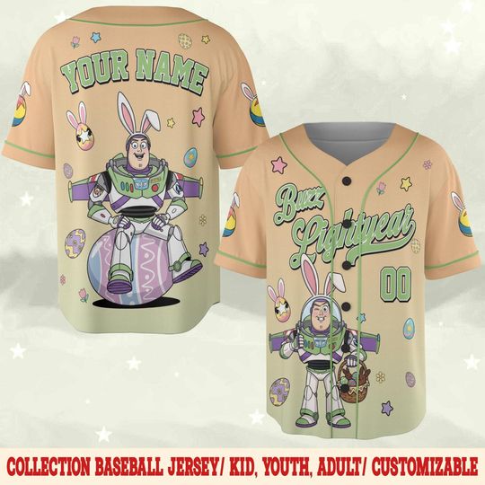 Discover Custom Buzz Lightyear Toy Story Easter Baseball Jersey, Jersey Gift For Kids, Custom Disney Easter Day, Disney Birthday Gift