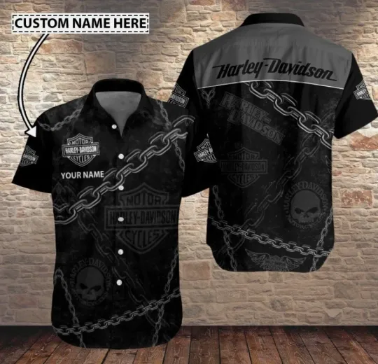 Discover Personalized Harley Motor Racing Davidson Casual Button Down Shirt