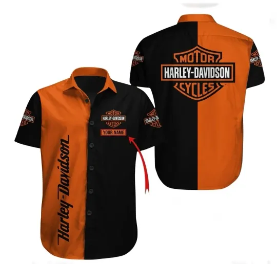 Discover Personalized Harley Motor Racing Davidson Casual Button Down Shirt