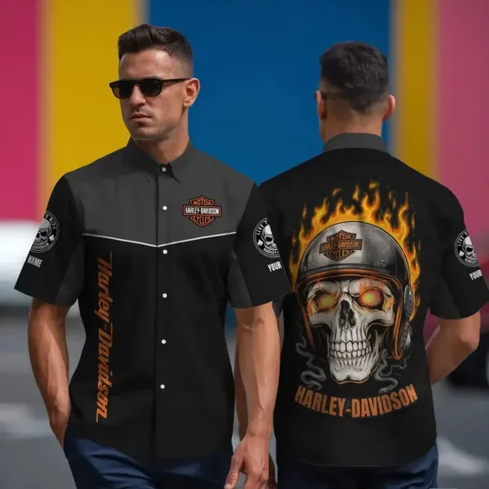 Discover Harley Racing Davidson Casual Button Down Shirt
