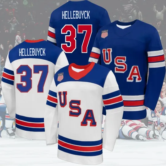 Discover Connor #37 Hellebuyck US Hockey 2026 Name & Number AOP Print Gift For Fans