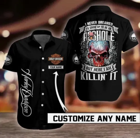Discover Personalized Harley Motor Racing Davidson Casual Button Down Shirt