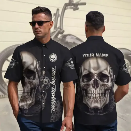 Discover Personalized Harley Racing Davidson Casual Button Down Shirt