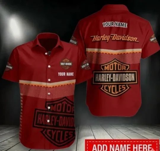 Discover Personalized Harley Motor Racing Davidson Casual Button Down Shirt