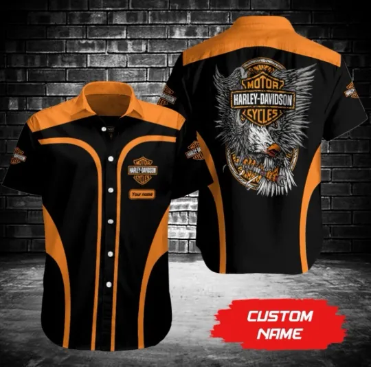 Discover Personalized Harley Motor Racing Davidson Casual Button Down Shirt