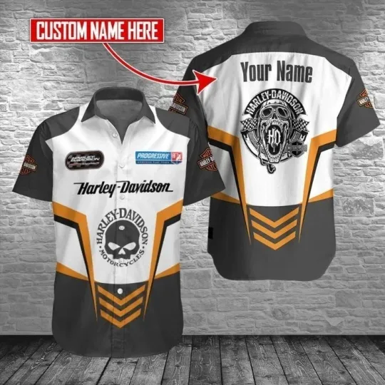 Discover Personalized Harley Motor Racing Davidson Casual Button Down Shirt