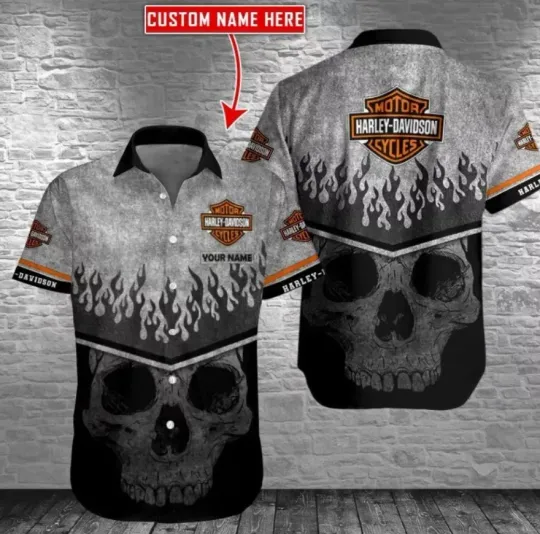 Discover Personalized Harley Motor Racing Davidson Casual Button Down Shirt