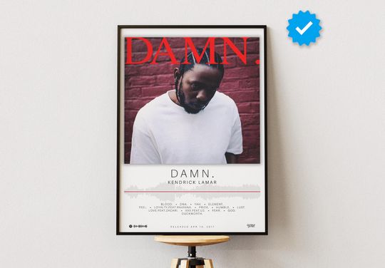 Discover Kendrick Lamar Poster | DAMN. Poster | Album Poster Prints | Wall Decor Posters | Album Cover | Rap Music Poster