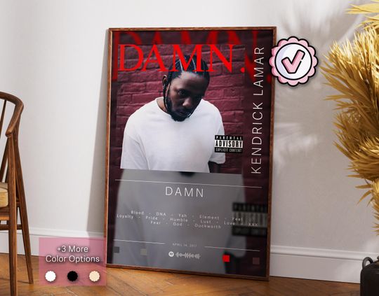 Discover Kendrick Lamar Poster | Damn Poster | Album Poster Prints | Wall Decor Posters | Album Cover Gift | Rap Music Poster