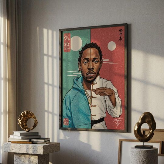Discover Kendrick Lamar Samurai Art Print: Japanese Pastel Hip Hop Poster