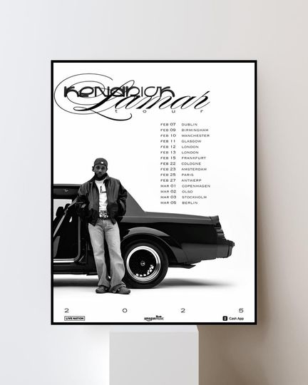 Discover Kendrick Lamar Tour Poster | Hip Hop Concert Wall Art | Black and White Rap Print | Music Room Decor