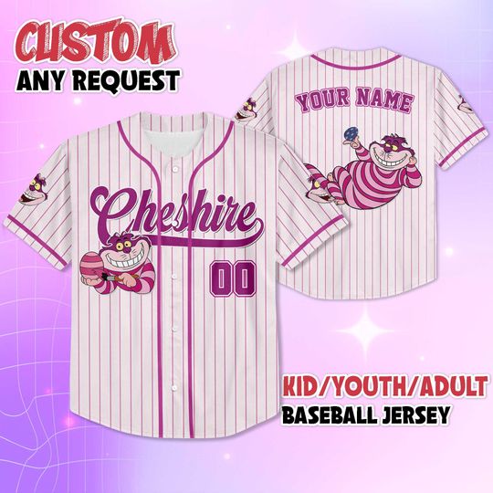 Discover Custom Cheshire Cat Easter Day Baseball Jersey, Disney Alice's Adventures in Wonderland Baseball Jersey, Baseball Team Outfit, Birthday Gift
