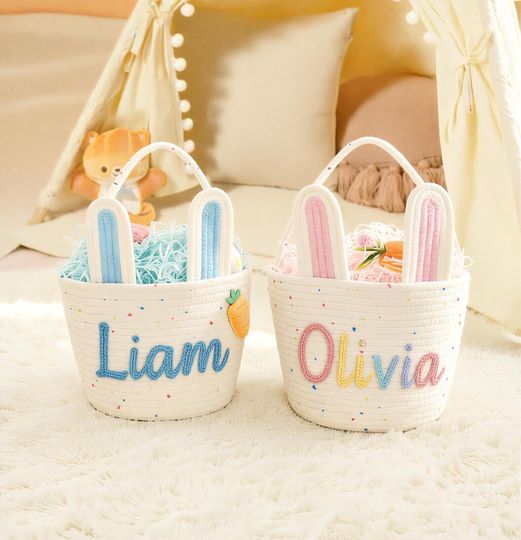 Personalized Rope Easter Basket for Babies and Bunnies
