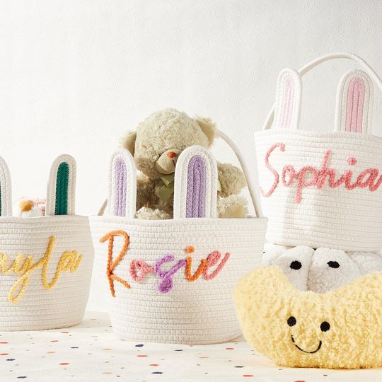 Personalized Easter Bunny Rope Basket