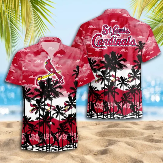 St. Louis Baseball Team Cardinalss Hawaiian Button Down Shirt Unisex Adults