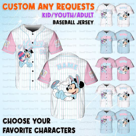 Discover Personalized Mickey Easter Jersey, Mickey And Friends Mickey Jersey, Mickey Mouse Bunny Rabbit Shirt, Disney Happy Easter Day Jersey