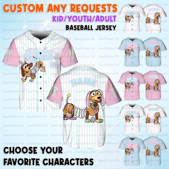 Personalized Slinky Dog Easter Baseball Jersey, Toy Story Slinky Jersey, Slinky Dog Easter Egg Hunt Shirt, Disney Happy Easter Day Jersey