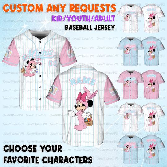 Discover Personalized Minnie Easter Jersey, Mickey And Friends Minnie Jersey, Minnie Mouse Bunny Rabbit Shirt, Disney Happy Easter Day Jersey