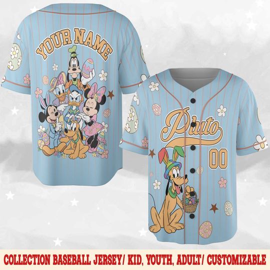 Discover Custom Minnie & Friends Easter Day Number Baseball Jersey, Jersey Gift For Kids, Custom Disney Easter Day,Disney Birthday Gift D3FL15-1