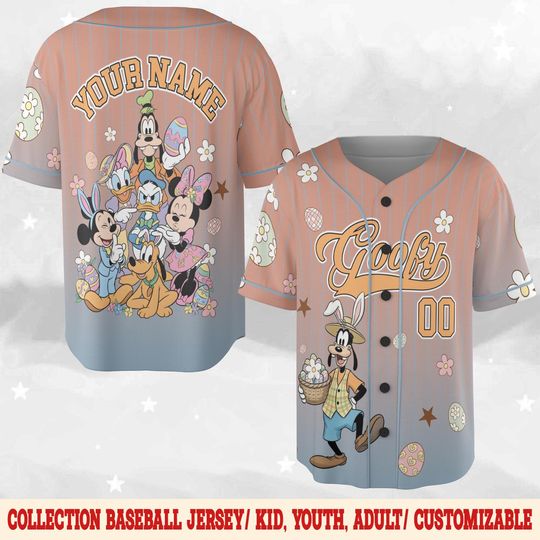 Discover Custom Minnie & Friends Easter Day Number Baseball Jersey, Jersey Gift For Kids, Custom Disney Easter Day,Disney Birthday Gift D3FL15-4