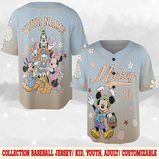 Discover Custom Minnie & Friends Easter Day Number Baseball Jersey, Jersey Gift For Kids, Custom Disney Easter Day,Disney Birthday Gift D3FL15-6