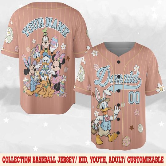 Discover Custom Minnie & Friends Easter Day Number Baseball Jersey, Jersey Gift For Kids, Custom Disney Easter Day,Disney Birthday Gift D3FL15-5