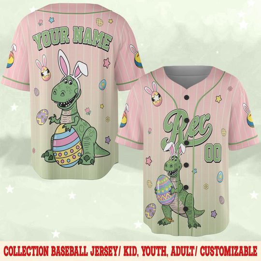 Discover Custom Rex Toy Story Easter Baseball Jersey, Jersey Gift For Kids, Custom Disney Easter Day, Disney Birthday Gift C2DE11-4