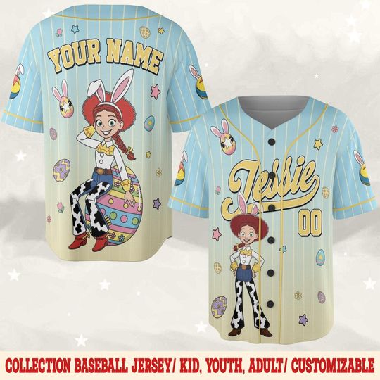Discover Custom Jessie Toy Story Easter Baseball Jersey, Jersey Gift For Kids, Custom Disney Easter Day, Disney Birthday Gift C2DE11-3