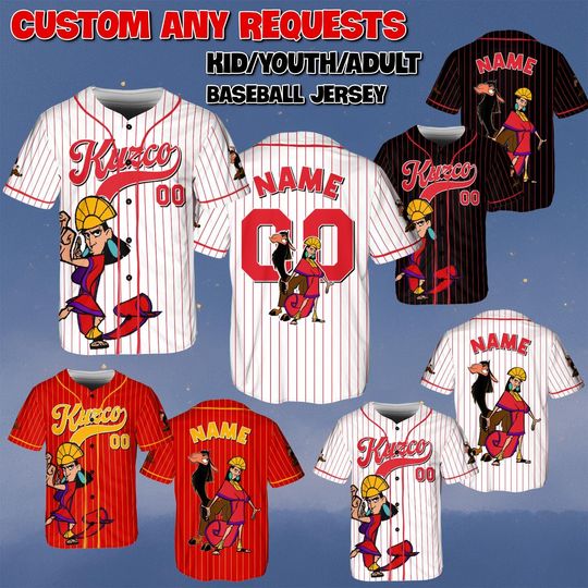 Discover Custom Emperor Kuzco Baseball Jersey, Disney The Emperor's New Groove Shirt, Kuzco Llama Team Jersey, Disney World Family Trip Shirt