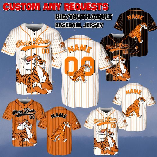 Discover Custom Shere Khan Baseball Jersey, Disney The Jungle Book Villain Shirt, Shere Khan Tiger Jersey, Disney Animal Kingdom Safari Shirt