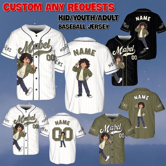 Discover Custom Mabel Human Baseball Jersey, Disney Hooper Movie Jersey, Mabel Human Character Shirt, Hooper And Friends Characters Jersey