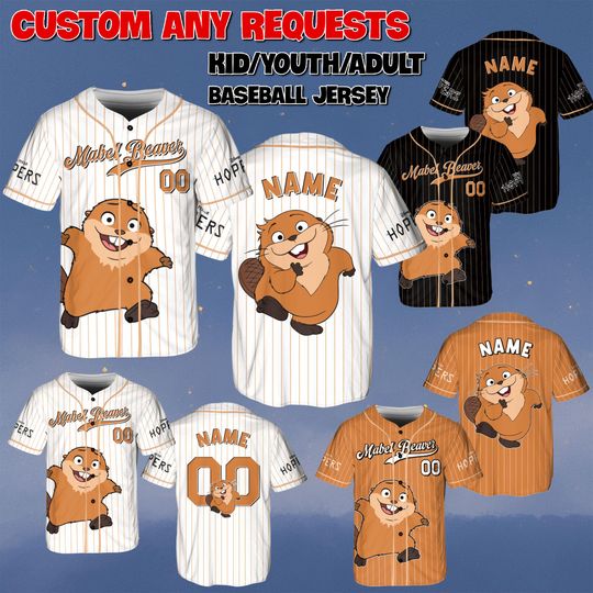 Discover Custom Mabel Beaver Baseball Jersey, Disney Hooper Movie Jersey, Mabel Beaver Animal Shirt, Hooper And Friends Characters Jersey