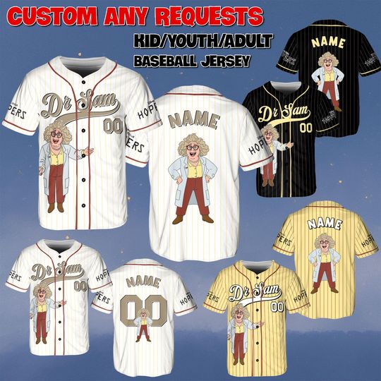 Discover Custom Dr Sam Baseball Jersey, Disney Hooper Movie Jersey, Dr Sam Doctor Character Shirt, Hooper And Friends Characters Jersey