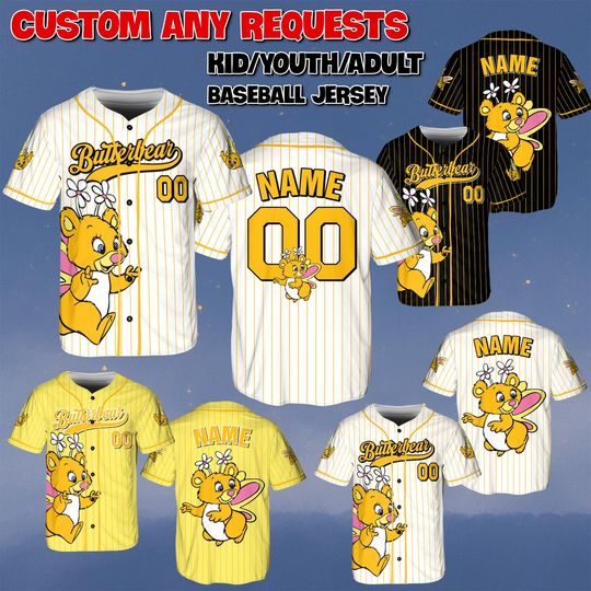 Discover Custom Butterbear Baseball Jersey, Disney The Wuzzles Jersey, Butterbear Bear Butterfly Shirt, The Wuzzles Characters Jersey