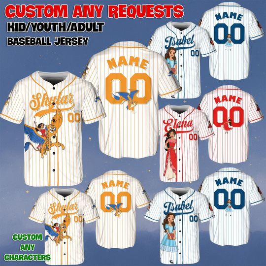 Discover Custom Elena Of Avalor Group Jersey, Disney Elena Princess Baseball Jersey, Elena Isabel Skylar Jaquin Shirt, Disney Magic Kingdom Shirt